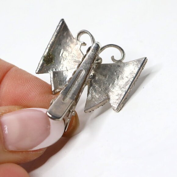 Mini Y2K Butterfly Alligator Clip Silver Tone Glitter Metallic Hair Accessory - Picture 3 of 9
